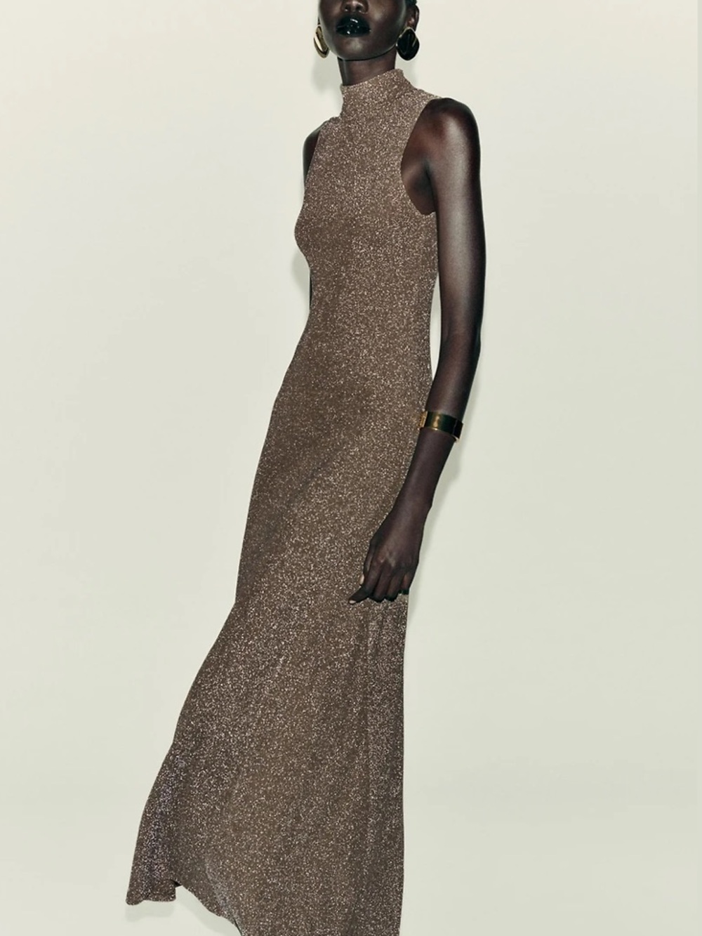 ZARA Metallic Thread Sleeveless Maxi Dress - Picture 3 of 8